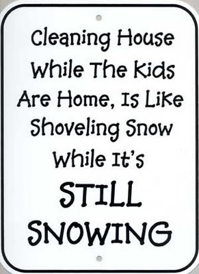 Cleaning House While The Kids Are Home, Is Like Shoveling Snow While It's Snowing